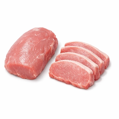 Pork fresh composite of trimmed retail cuts leg loin shoulder separable lean only raw