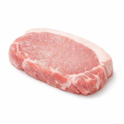 Pork fresh enhanced loin top (chops) boneless separable lean and fat raw