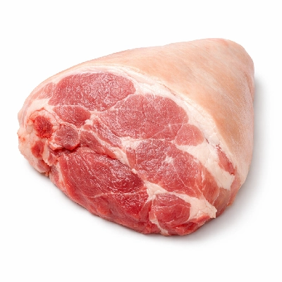 Pork fresh leg ham rump half separable lean and fat raw