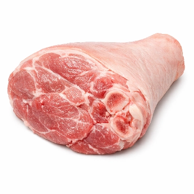 Pork fresh leg ham shank half separable lean and fat raw