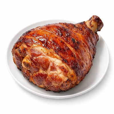 Pork fresh leg ham whole separable lean and fat cooked roasted