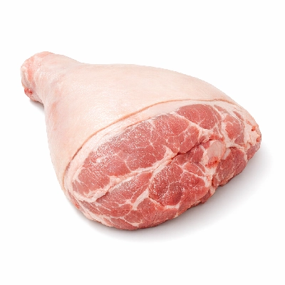 Pork fresh leg ham whole separable lean and fat raw