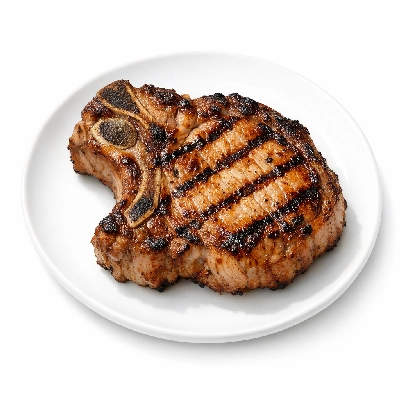 Pork fresh loin blade chops bone-in separable lean and fat cooked broiled