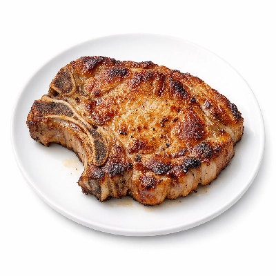 Pork fresh loin blade chops bone-in separable lean and fat cooked pan-fried