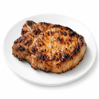 Pork fresh loin blade (chops) boneless separable lean only cooked broiled