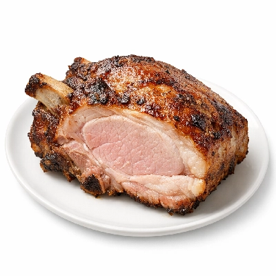 Pork fresh loin blade roasts bone-in separable lean and fat cooked roasted