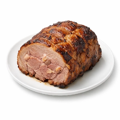 Pork fresh loin blade (roasts) boneless separable lean and fat cooked roasted
