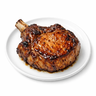 Pork fresh loin center rib chops boneless separable lean only cooked braised