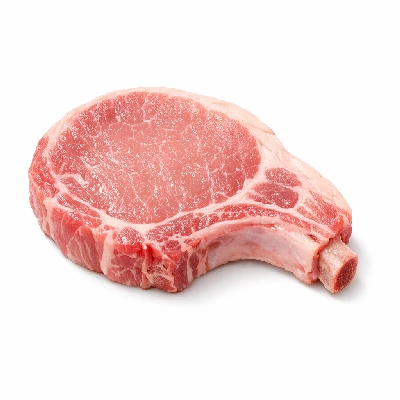 Pork fresh loin center rib chops or roasts bone-in separable lean and fat raw