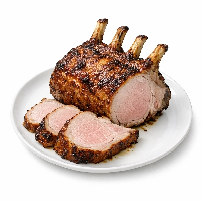 Pork fresh loin center rib roasts bone-in separable lean and fat cooked roasted