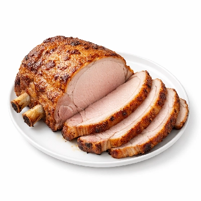 Pork fresh loin center roasts bone-in separable lean only cooked roasted