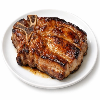 Pork fresh loin sirloin chops bone-in separable lean and fat cooked braised