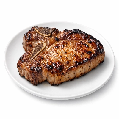 Pork fresh loin sirloin chops bone-in separable lean and fat cooked broiled