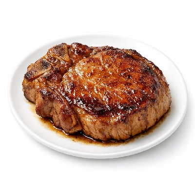 Pork fresh loin sirloin chops boneless separable lean and fat cooked braised