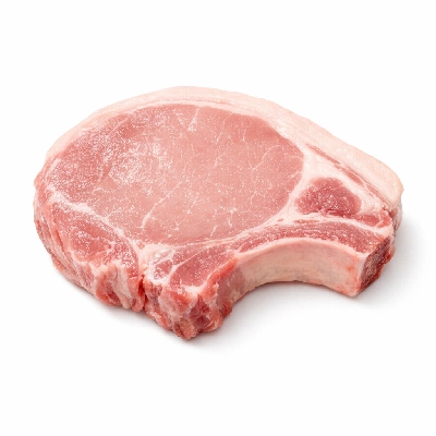 Pork fresh loin sirloin chops or roasts bone-in separable lean and fat raw