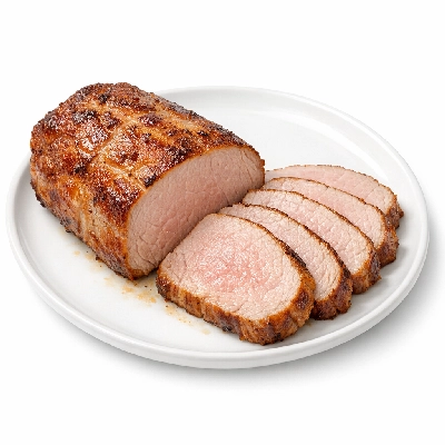 Pork fresh loin sirloin roasts bone-in separable lean only cooked roasted