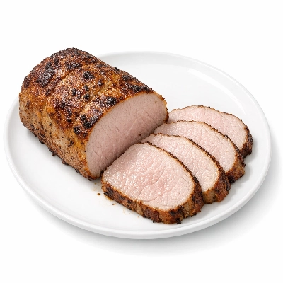 Pork fresh loin sirloin roasts boneless separable lean only cooked roasted