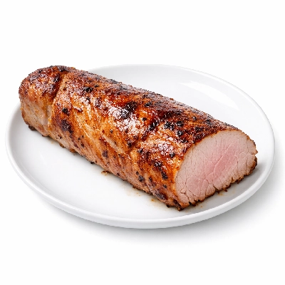 Pork fresh loin tenderloin separable lean and fat cooked roasted