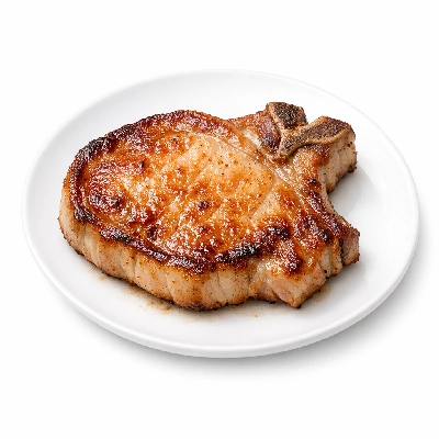Pork fresh loin top chops boneless separable lean and fat cooked pan-fried