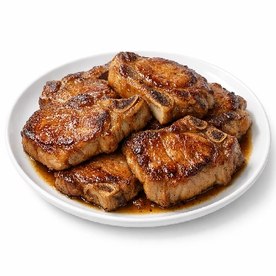 Pork fresh loin top chops boneless separable lean only cooked braised