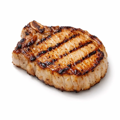 Pork fresh loin top chops boneless separable lean only cooked pan-broiled