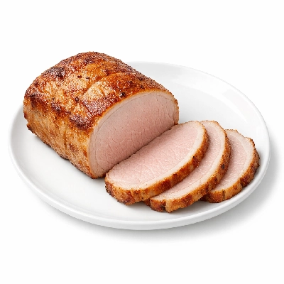 Pork fresh loin top roasts boneless separable lean and fat cooked roasted