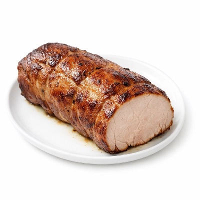 Pork fresh loin whole separable lean only cooked braised