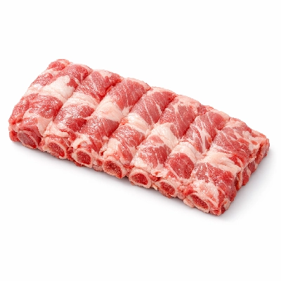 Pork fresh spareribs separable lean and fat raw