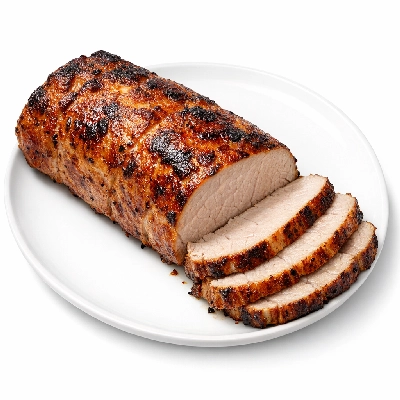 Pork loin whole lean meat and fat broiled