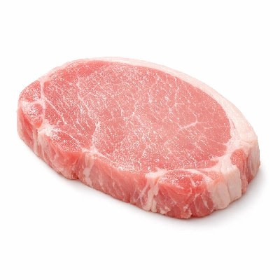Pork products fresh loin center (chops) boneless separable lean and fat raw