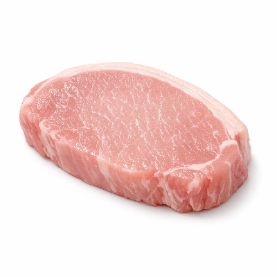 Pork products fresh loin center (chops) boneless separable lean only raw