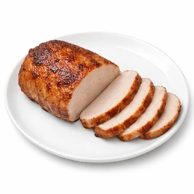 Pork products fresh loin sirloin roasts boneless separable lean and fat cooked