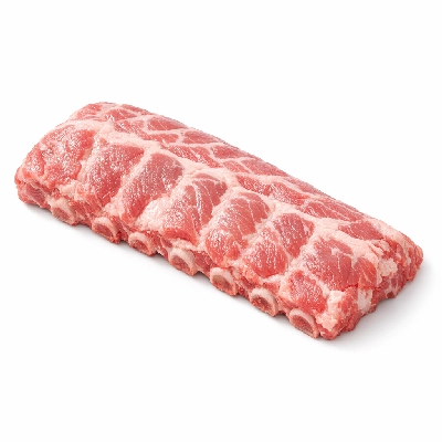 Pork products loin fresh backribs bone-in raw lean only