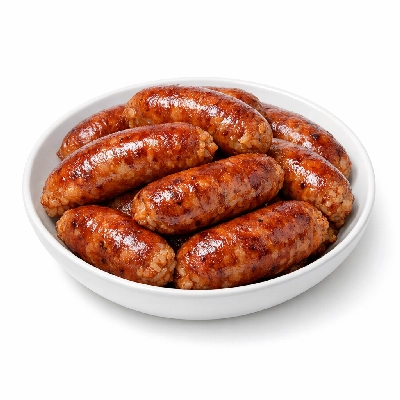 Pork sausage rice links brown and serve cooked