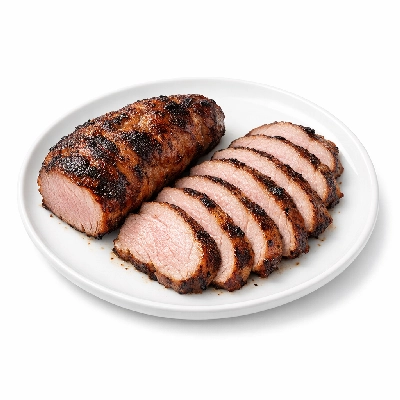 Pork shoulder petite tender boneless separable lean and fat cooked broiled