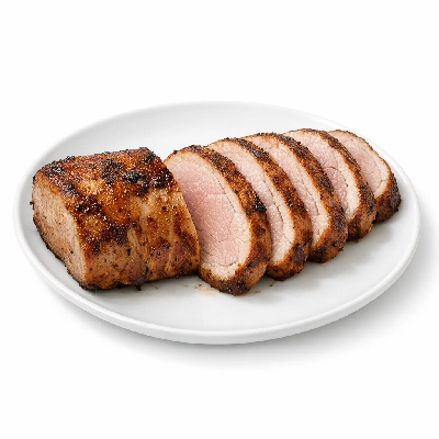 Pork tenderloin lean meat and fat roasted