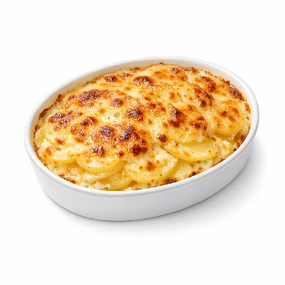 Potatoes au gratin dry mix prepared with water whole milk and butter