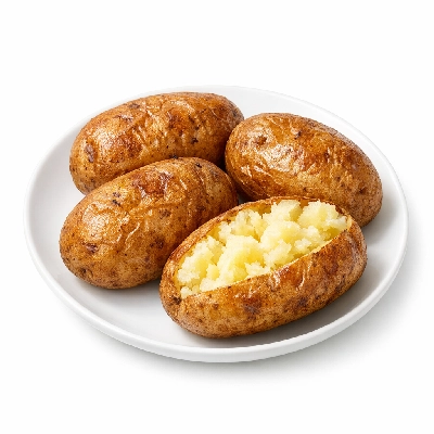 Potatoes baked with skin without salt