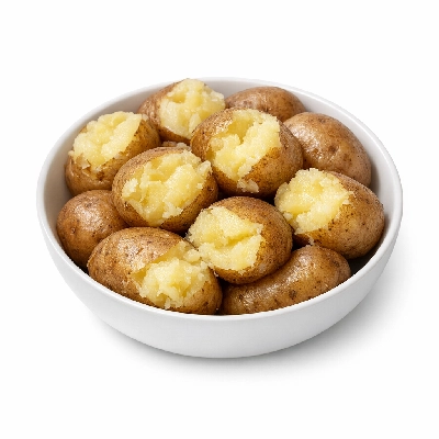 Potatoes boiled cooked in skin flesh with salt