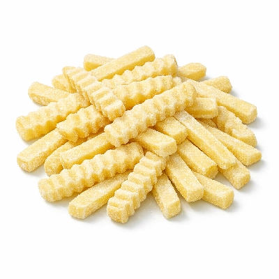 Potatoes french fried crinkle or regular cut salt added in processing frozen as purchased
