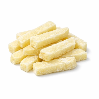 Potatoes french fried steak cut salt not added in processing frozen unprepared