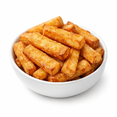 Potatoes frozen french fried par cottage-cut prepared heated in oven without salt