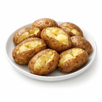 Potatoes microwaved cooked in skin flesh without salt