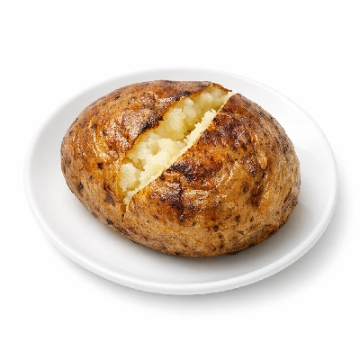 Potatoes microwaved with skin with salt