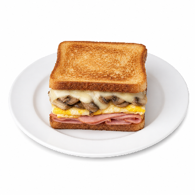 Potbelly Sandwich Breakfast Ham Mushroom Egg and Swiss Square