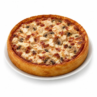 President's Choice Frozen Foods Chicago Style Deep-Dish Pizza Chicken Bacon Mushrooms