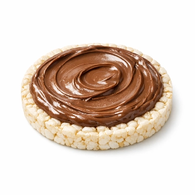 Puffed Rice Cakes with Hazelnut Spread