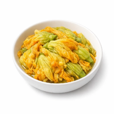 Pumpkin flowers cooked boiled drained with salt