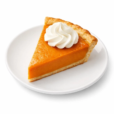 Pumpkin pie with cream topping