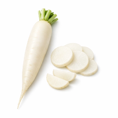 Radishes white icicle raw